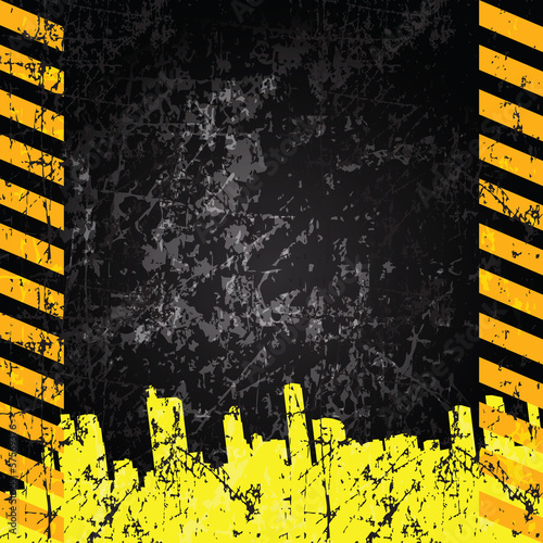 Vector grunge background with caution stripes