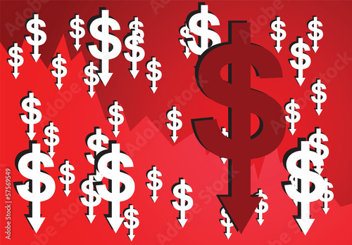 Dollar sign with arrow down