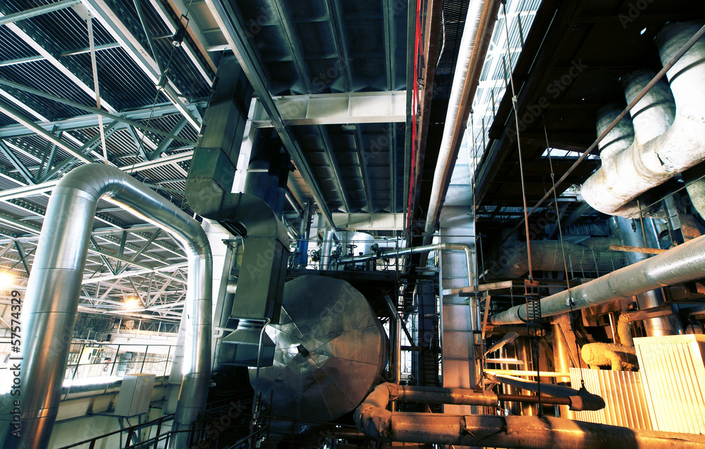 Industrial zone, Steel pipelines and valves Industrial zone, Steel pipelines and valves