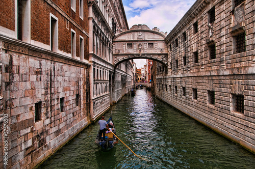 Gondola under the Bridge of Sighs in venice Italy © quasarphotos