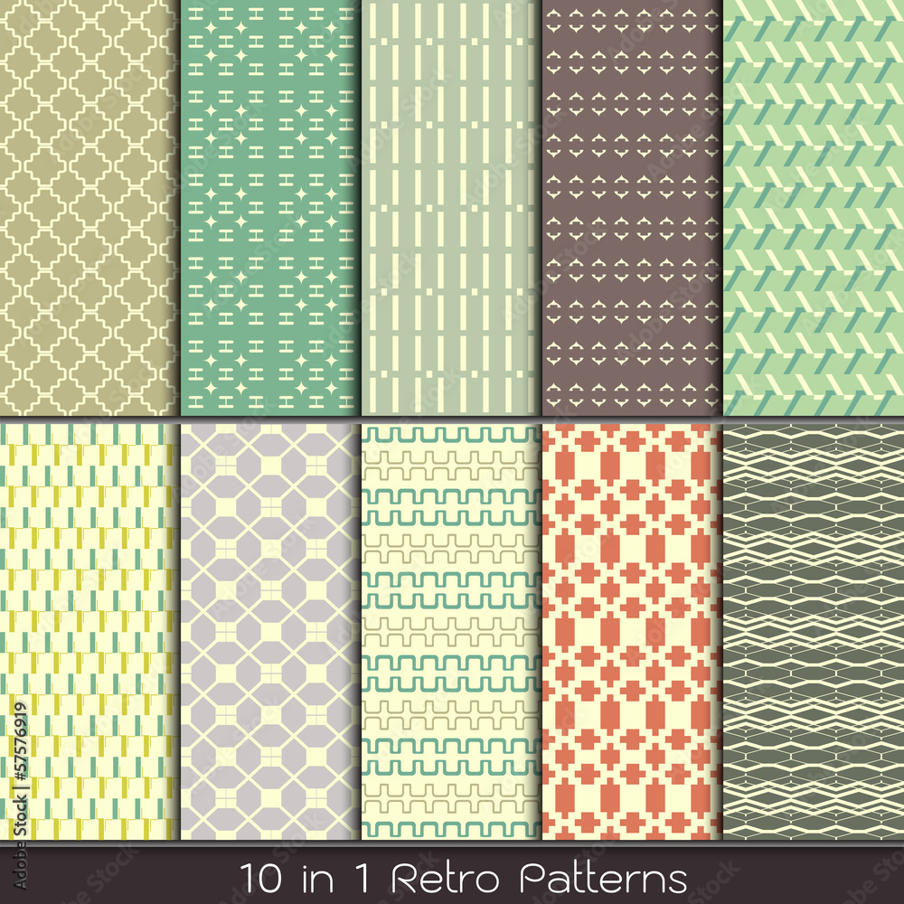 retro fashion patterns collection set