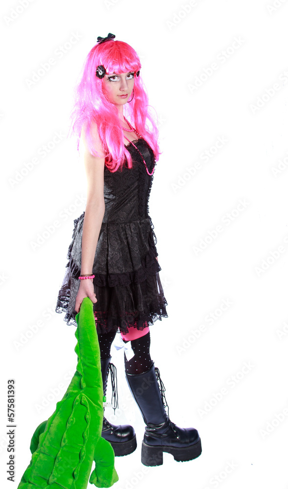 Manga teenager mit bunten Haaren
