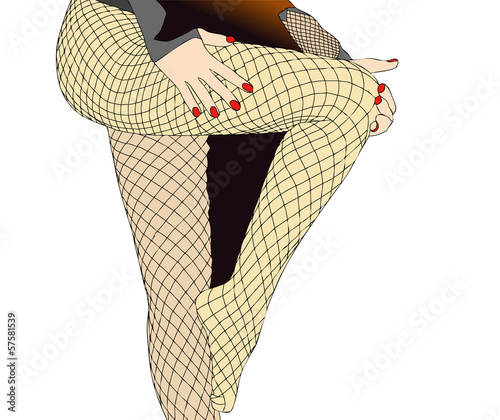 Beautiful legs in fishnet stockings