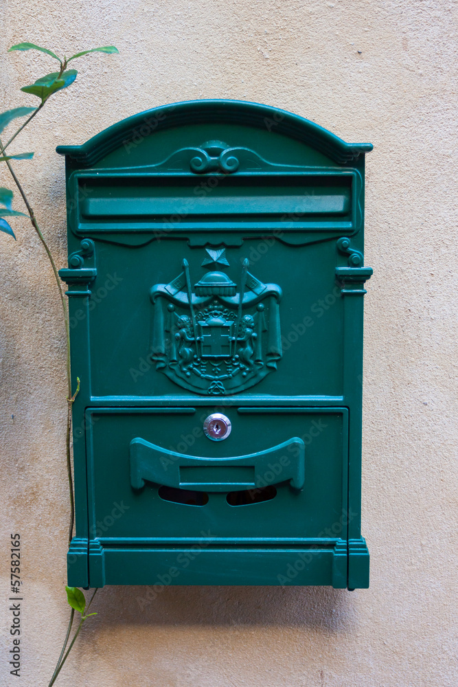 vintage red metal mail box