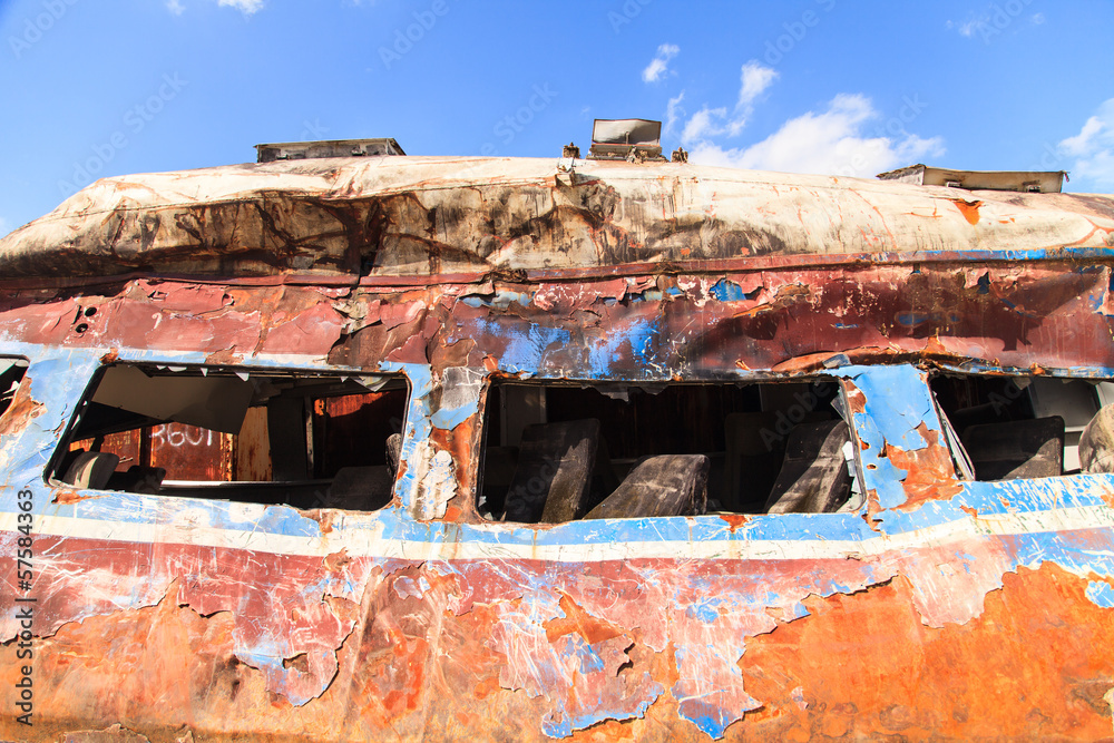 Steel rusting old decaying (rusting train bodies)