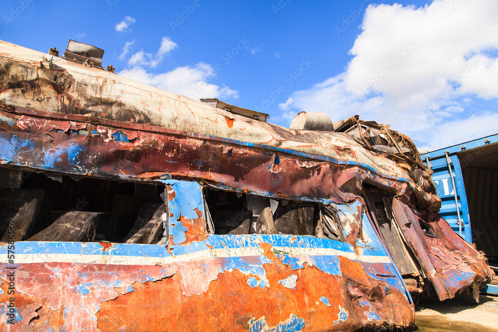 Steel rusting old decaying (rusting train bodies)