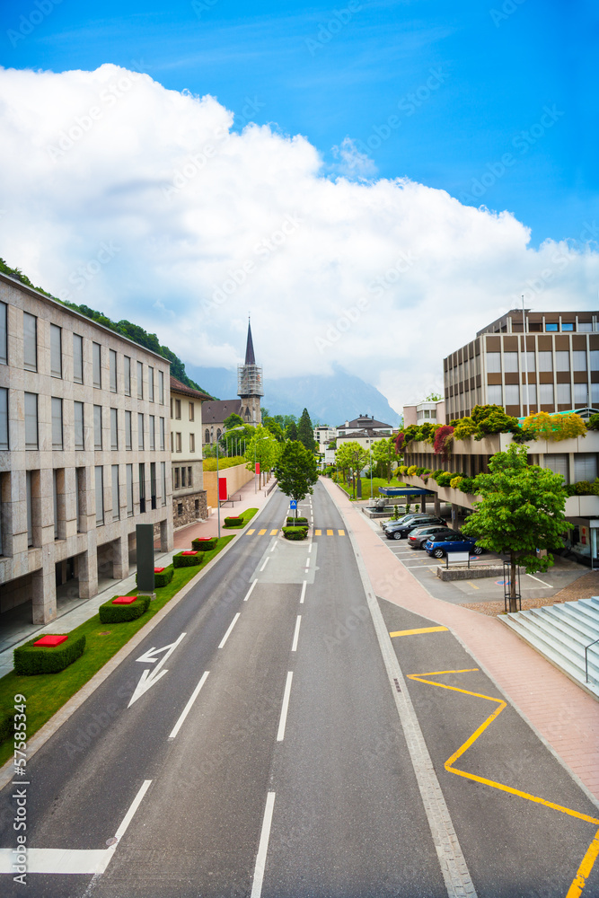 Green and beautiful streets of Vaduz, Liechtenstein