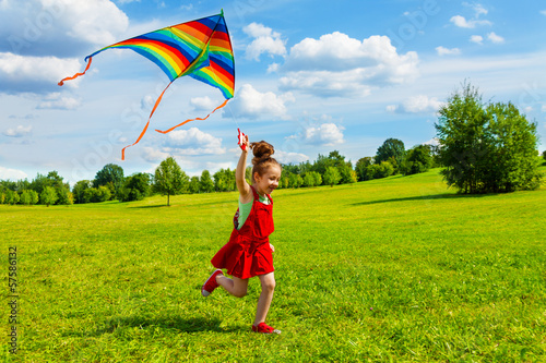 6 years old girl with kite photo