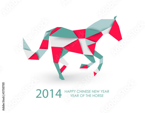 Chinese new year of the Horse abstract triangle illustration.
