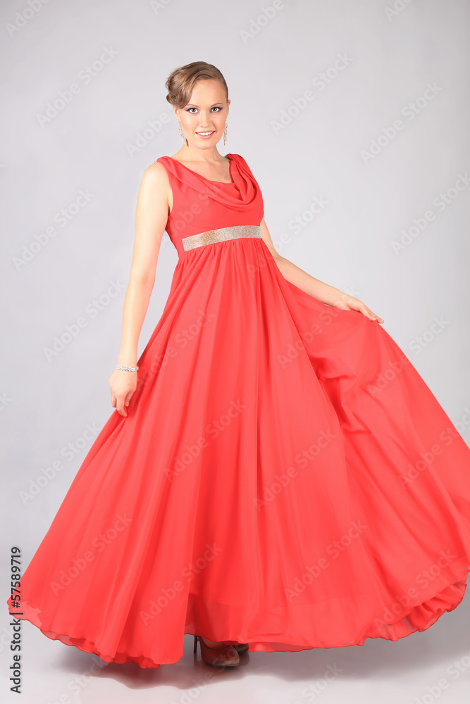 Fototapeta premium beautiful girl in red dress