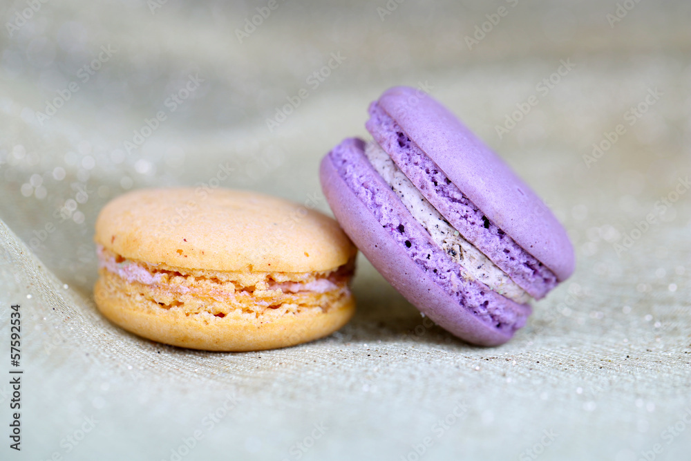 Macaroons on fabric background Macaroons on fabric background