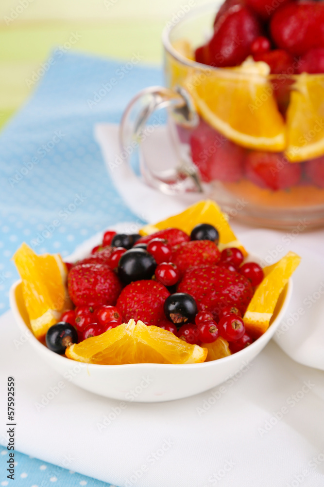 Useful fruit salad in glass cup and bowl Useful fruit salad in glass cup and bowl