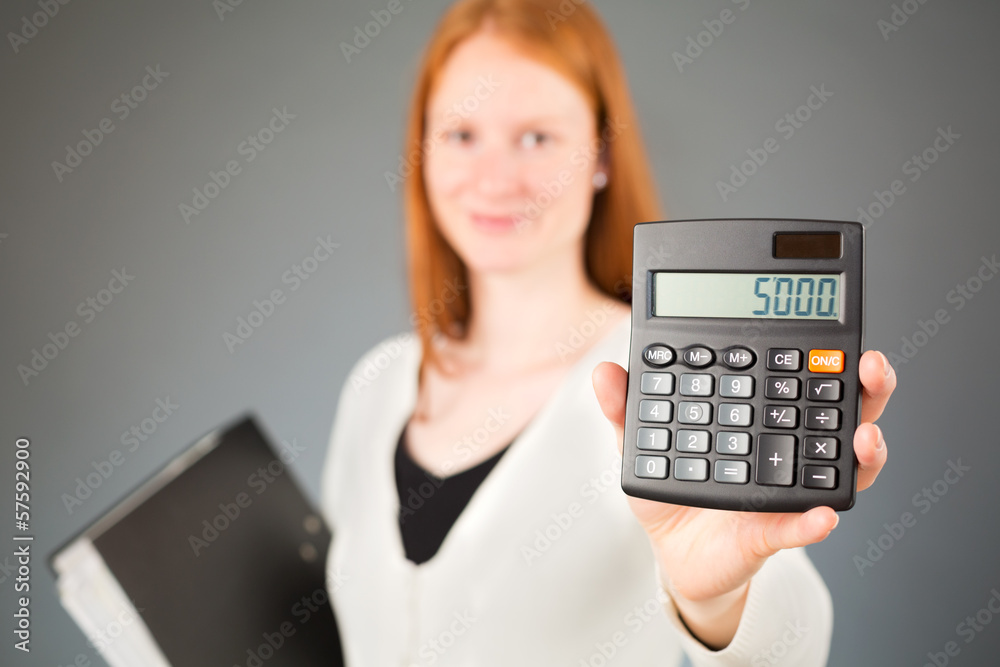 Female Accountant with a Calculator Female Accountant with a Calculator