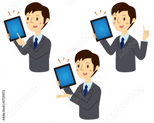 タブレット端末で説明するビジネスマン
