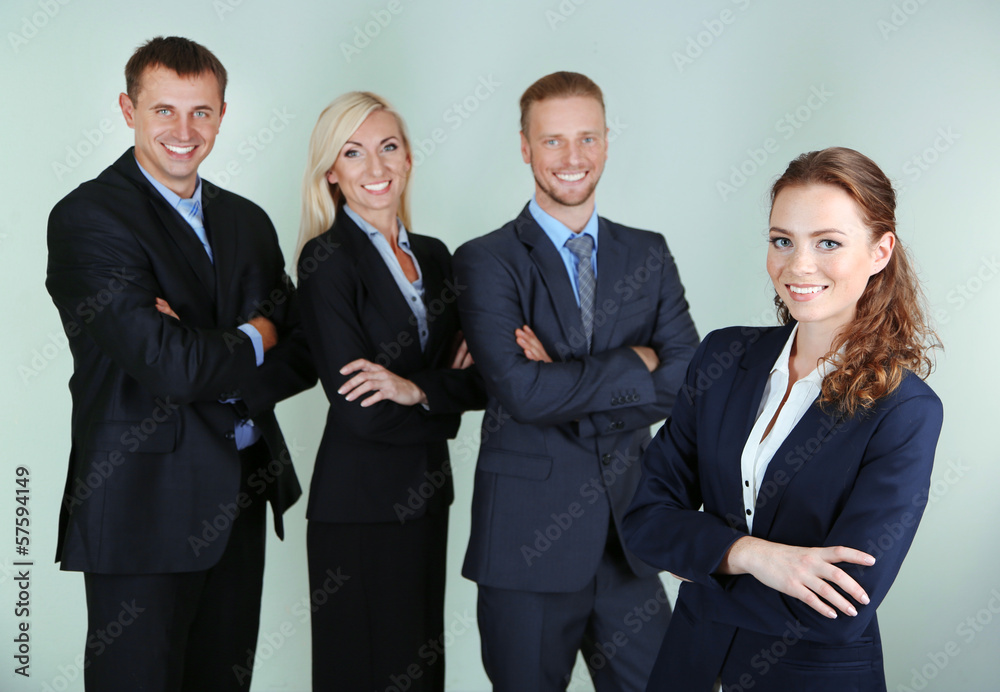 Group of business people on gray background Group of business people on gray background