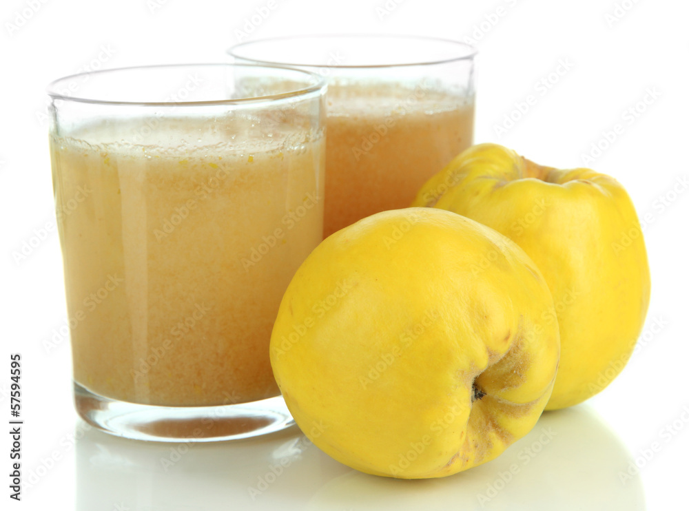 Sweet quince with juice isolated on white Sweet quince with juice isolated on white