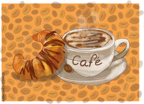 cappuchino cafe kaffee mit croissant
