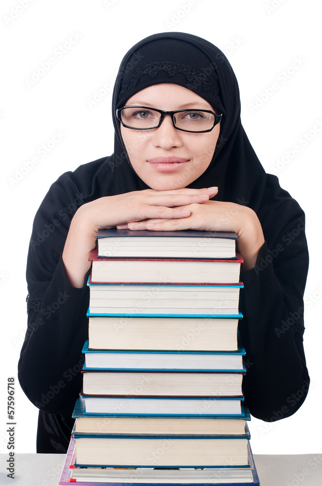 Young muslim female student with books Young muslim female student with books