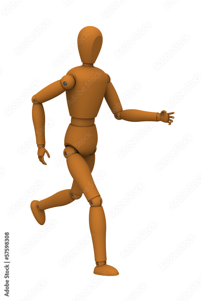3D model of puppet robot running isolated on white 3D model of puppet robot running isolated on white