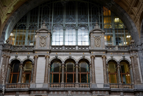 Facade indoors of the railway station of Antwerp