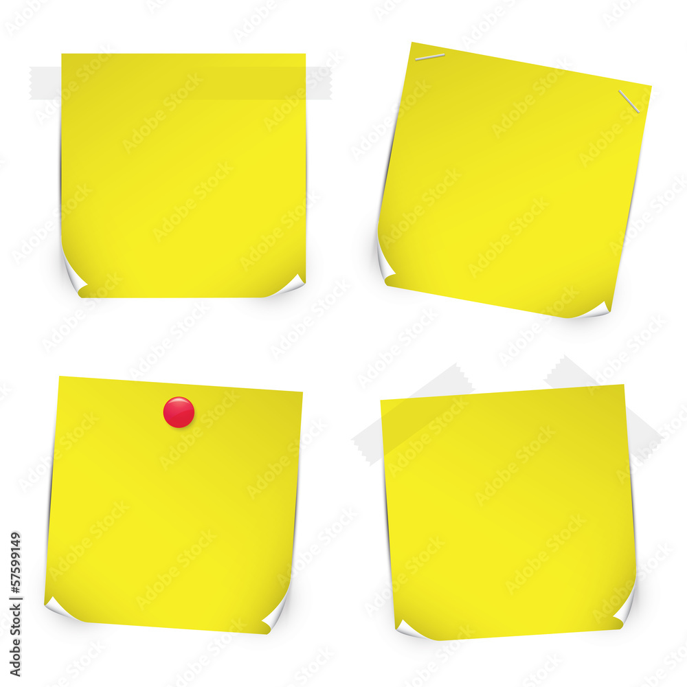 Yellow vector paper stickers isolated on white Yellow vector paper stickers isolated on white