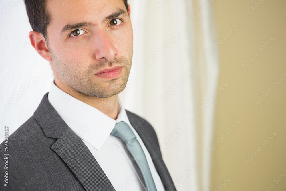 Handsome unsmiling businessman looking at camera Handsome unsmiling businessman looking at camera