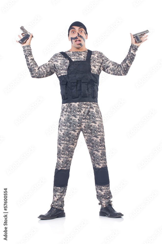 Soldier isolated on the white background