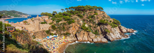 Panoramic view of the medieval castle in Tossa de Mar, Spain