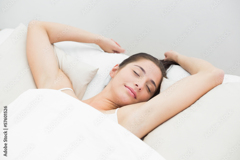 Beautiful woman sleeping in bed with eyes closed Beautiful woman sleeping in bed with eyes closed