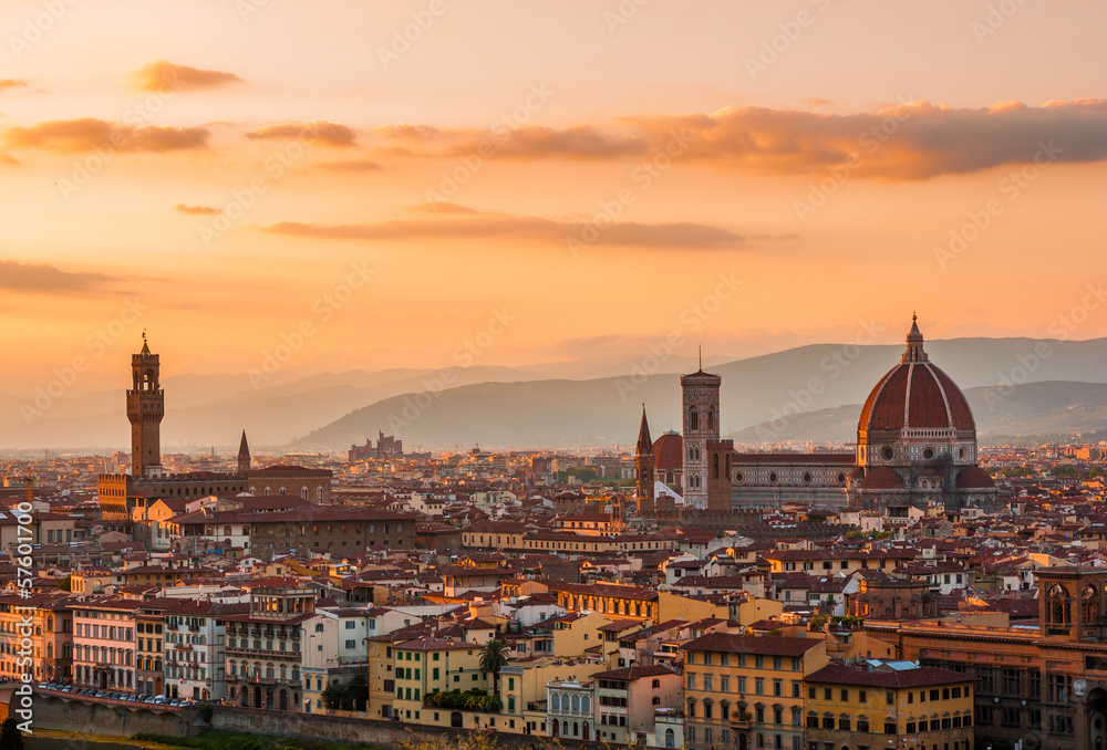 Golden sunset over Florence, Italy