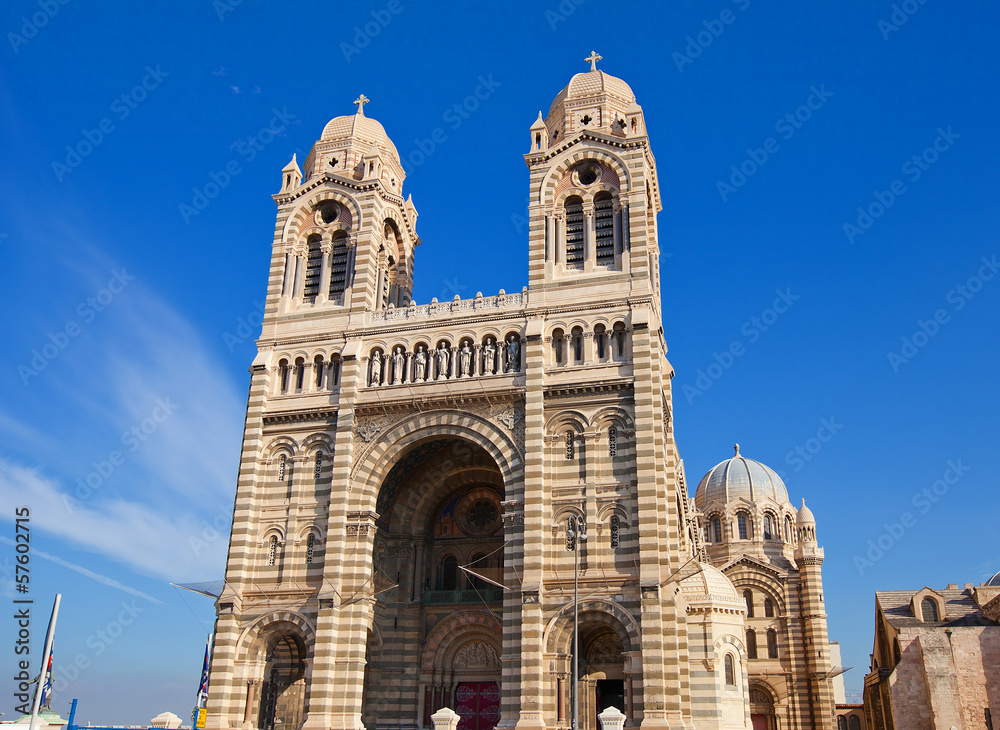 Front view of Marseilles Cathedral (XIX c.)