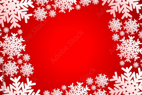 red christmas frame with white snowflakes