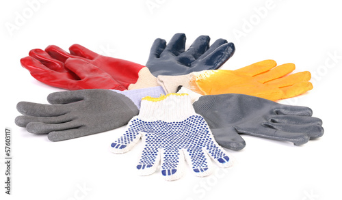 Different gloves in circle. photo