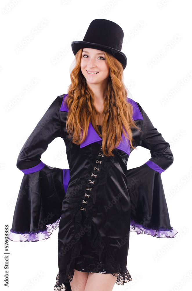 Woman magician isolated on the white Woman magician isolated on the white