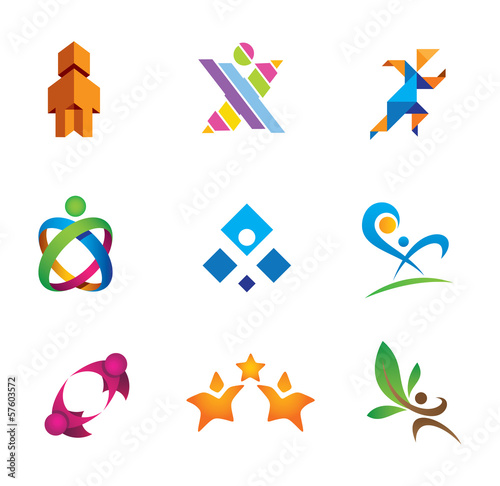 Colorful social media and people in community logo symbol