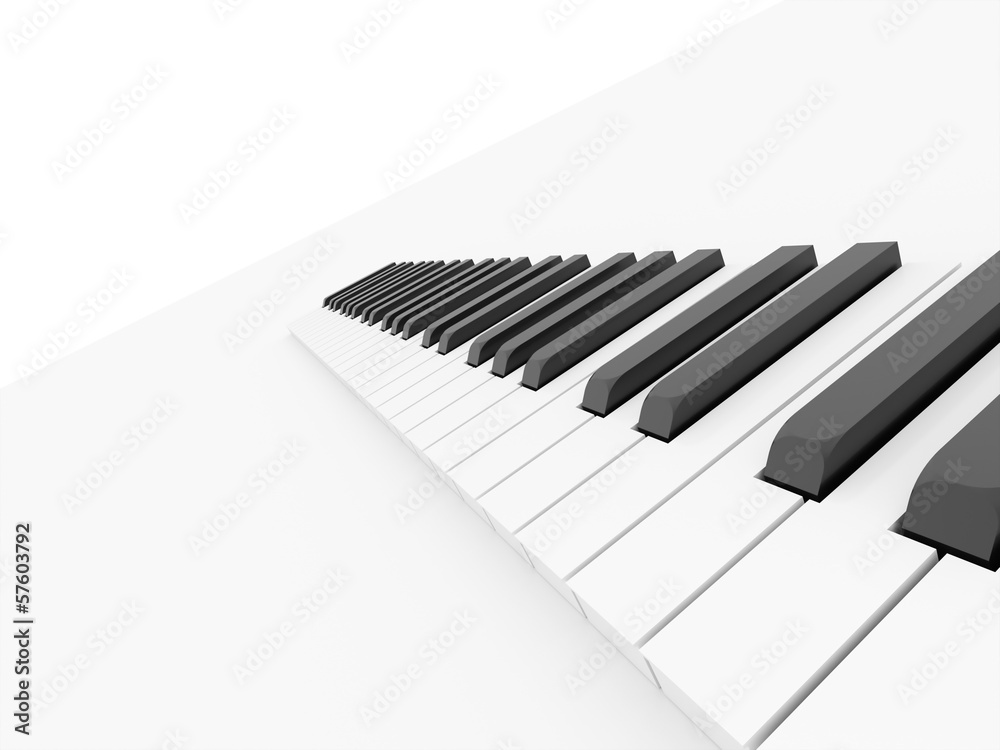 Piano keyboard rendered on white Piano keyboard rendered on white