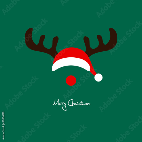 Reindeer Abstract Christmas Card Green