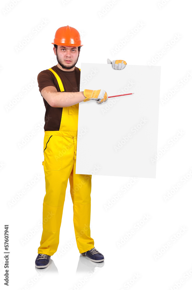 builder holding poster builder holding poster