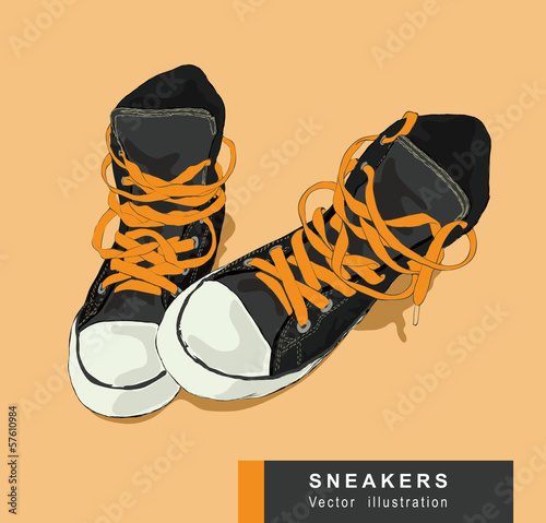 Grey sneackers. Vector illustration.