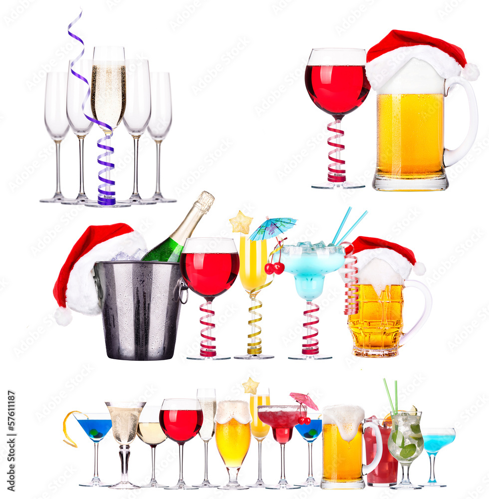 different alcohol drinks set isolated different alcohol drinks set isolated