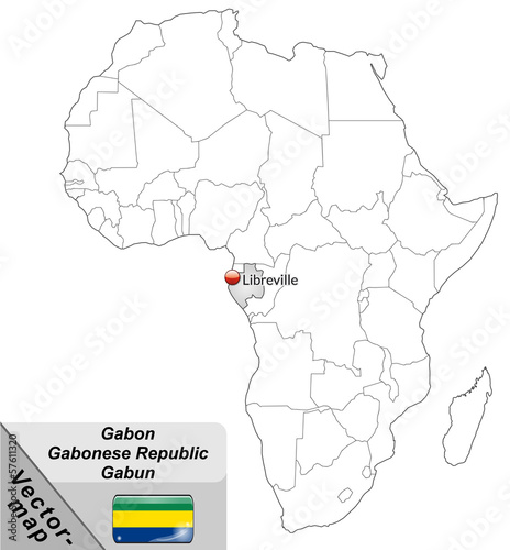 Inselkarte von Gabun mit Hauptst  dten in Grau