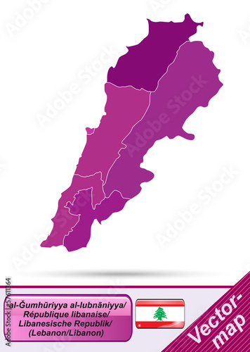Grenzkarte von Libanon mit Grenzen in Violett