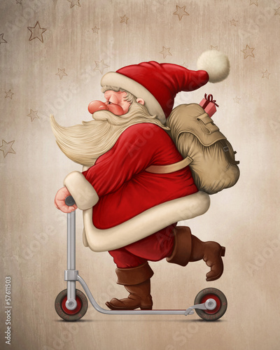 Santa Claus and the Push scooter photo