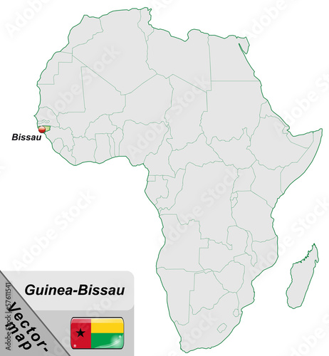 Inselkarte von Guinea-Bissau mit Hauptstädten in Pastelgrün