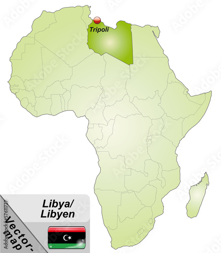 Inselkarte von Libyen mit Hauptstädten in Grün