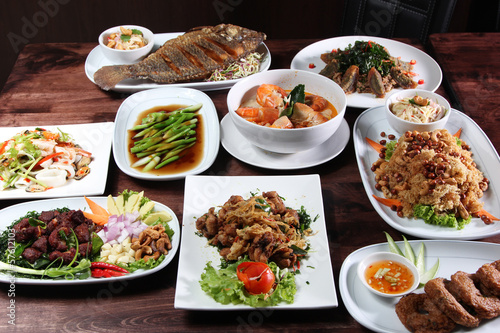 Set of Thai food menu