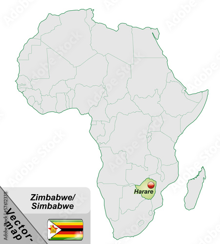 Inselkarte von Simbabwe mit Hauptstädten in Pastelgrün photo