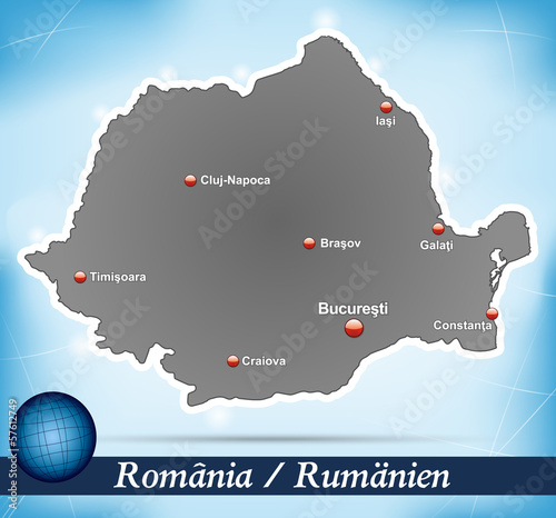Inselkarte von Rumaenien Abstrakter Hintergrund in Blau