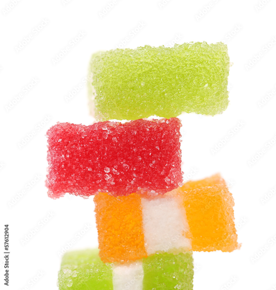 Stack of different fruit-paste candies