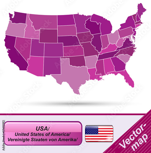 Grenzkarte von USA mit Grenzen in Violett